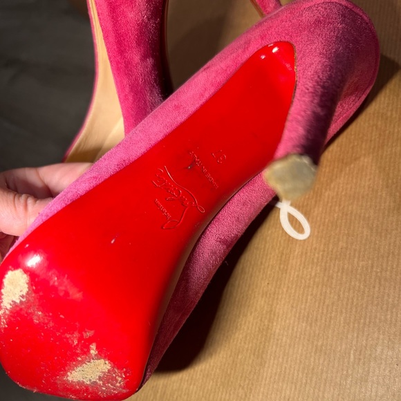 100% Authentic Christian Louboutin Suede Pink Heels sz 37 - Picture 3 of 6